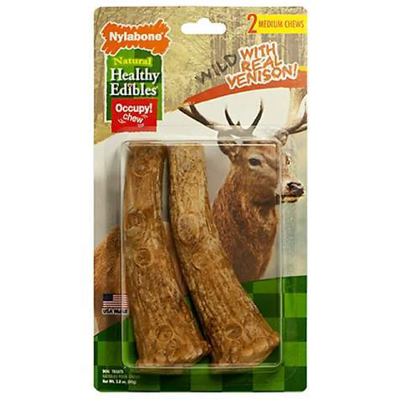 Pet ProductsNylabone Healthy Edibles Venison Flavored Antler Wolf Dog Treats