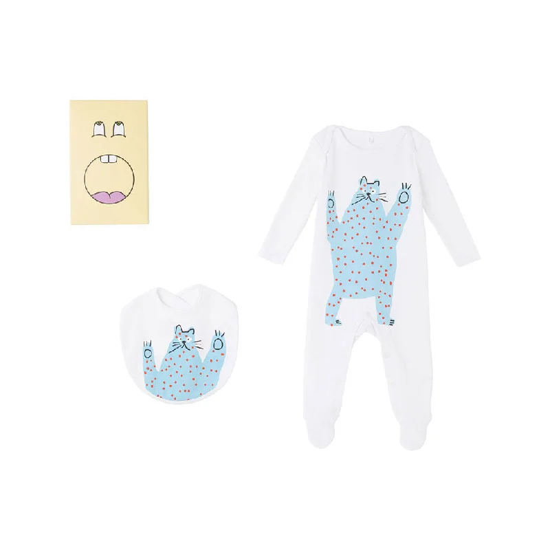 - Pregnant cat delivery room warming boxStella McCartney White Cat Print Footie And Bib Set