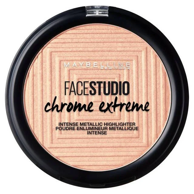 - Air box TSA certified check-inMaybelline Face Studio Chrome Extreme Highlighter 350 Molten Rose Gold