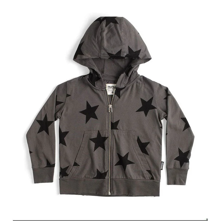 ---NUNUNU Dyed Graphite Star Zip Hoodie