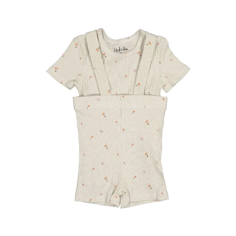 ---Ladida Layette Cherry Ribbed Suspender Set