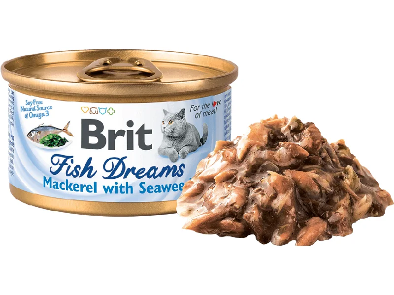  -Splash-proof food bowl AND Anti-choking slow food bowlBrit Fish Dreams Mackerel & Seaweed 80 g