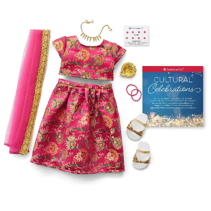 - Air box TSA certified check-inDiwali Celebration Outfit for 18-inch Dolls