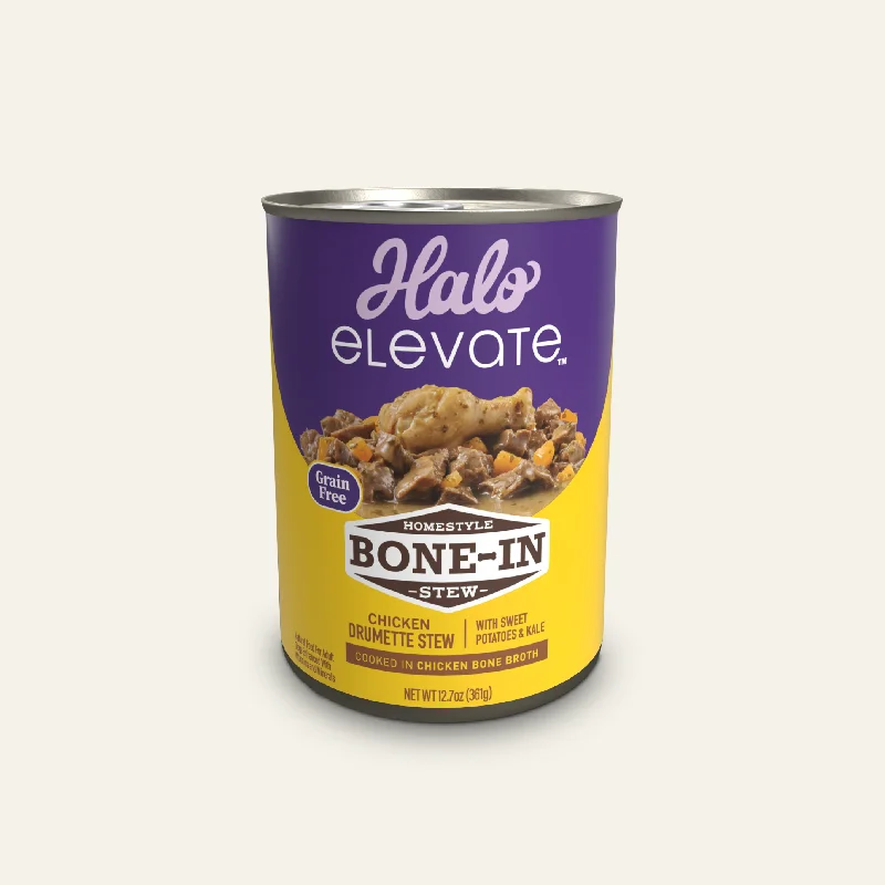 - Special food for puppiesElevate Homestyle Bone-In Grain Free Chicken Stew w/ Sweet Potatoes & Kale Wet Dog Food, 12.7 oz can (case of 6)