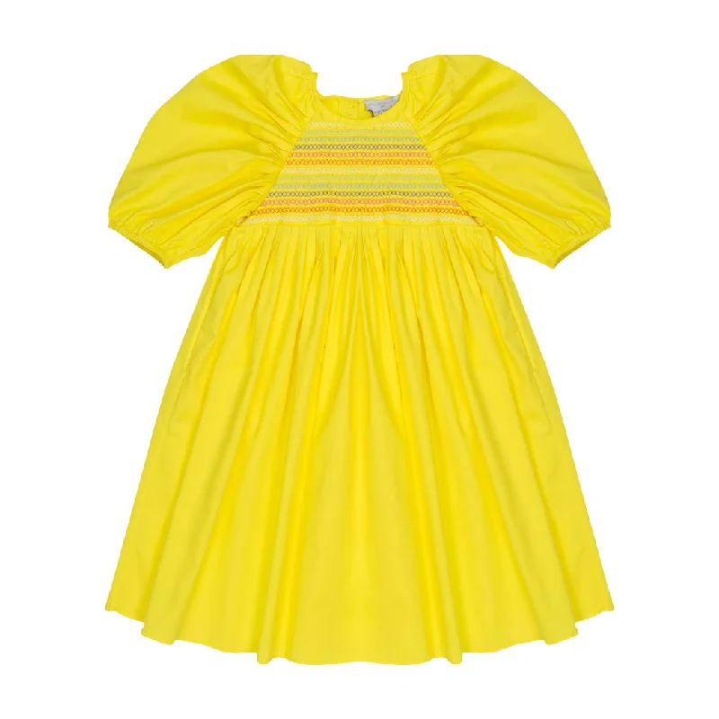 - Summer pet ice matStella McCartney Yellow Cotton Satin Puff Sleeves Dress