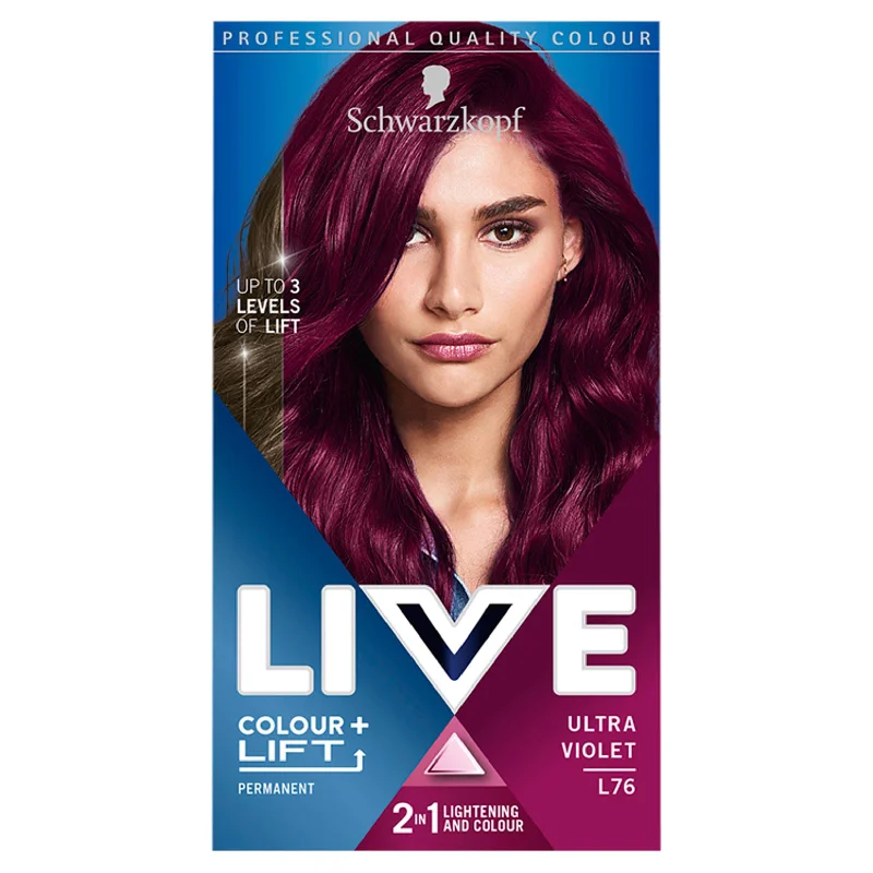 - Air box TSA certified check-inSchwarzkopf Live Intense Colour & Lift Permanent Hair Dye Ultra Violet L76