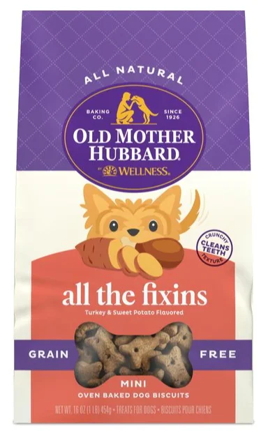 - Elderly dog ​​joint care mattressOld Mother Hubbard by Wellness All The Fixins Grain Free Natural Mini Oven-Baked Biscuits Dog Treats, 16-oz bag