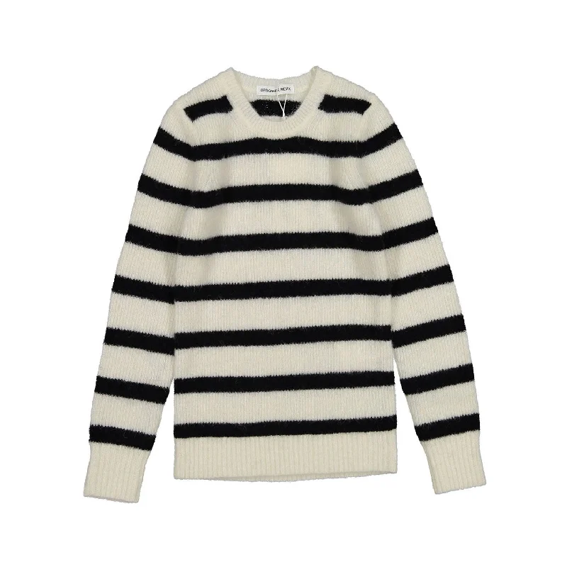 - Winter warm clothes for short-haired dogsDesigners Remix Cream/Black Stripes Cara Breton Sweater