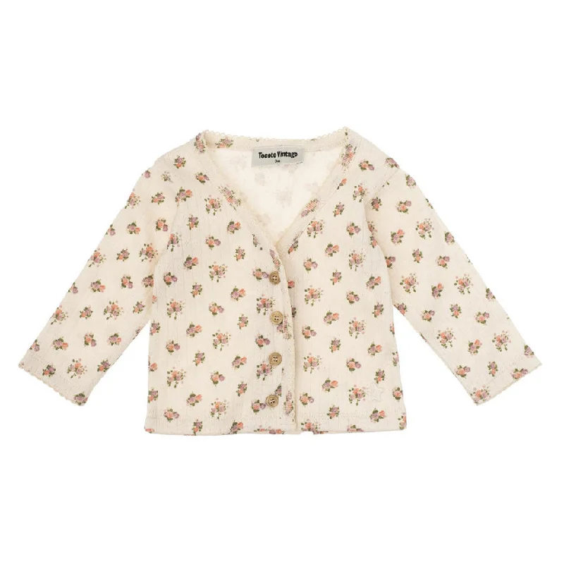 - Pet tear stain cleaning wipesTocoto Vintage Off-White Baby Openwork Cardigan With 
Flower Print