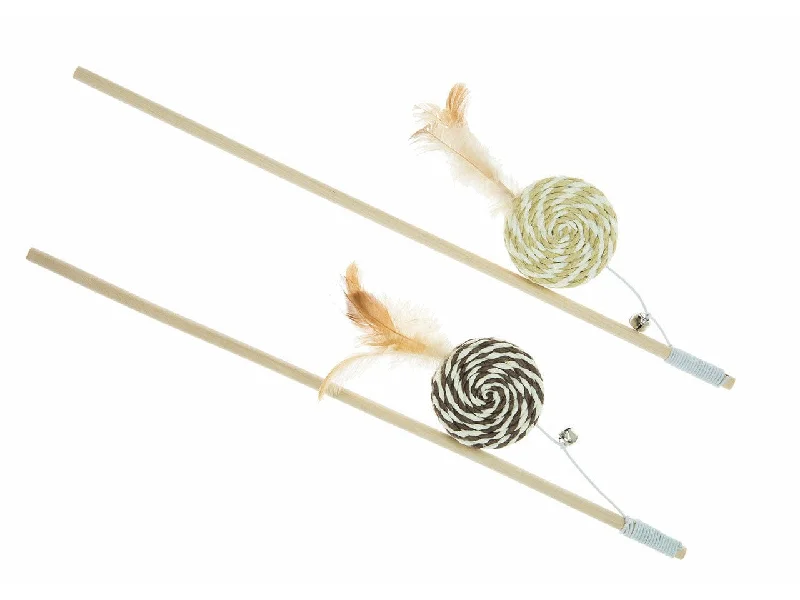 ---Cat toy Cane with sisal sweet and feathers