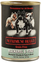 - Natural latex pet mattressMaximum Bully Mackerel Chunks & Tuna