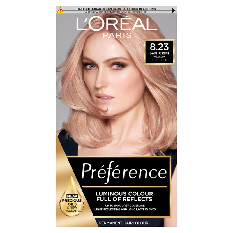 - ​​Christmas pet Christmas clothingL'Oreal Paris Preference Permanent Hair Dye Santorini Medium Rose Gold Blonde 8.23