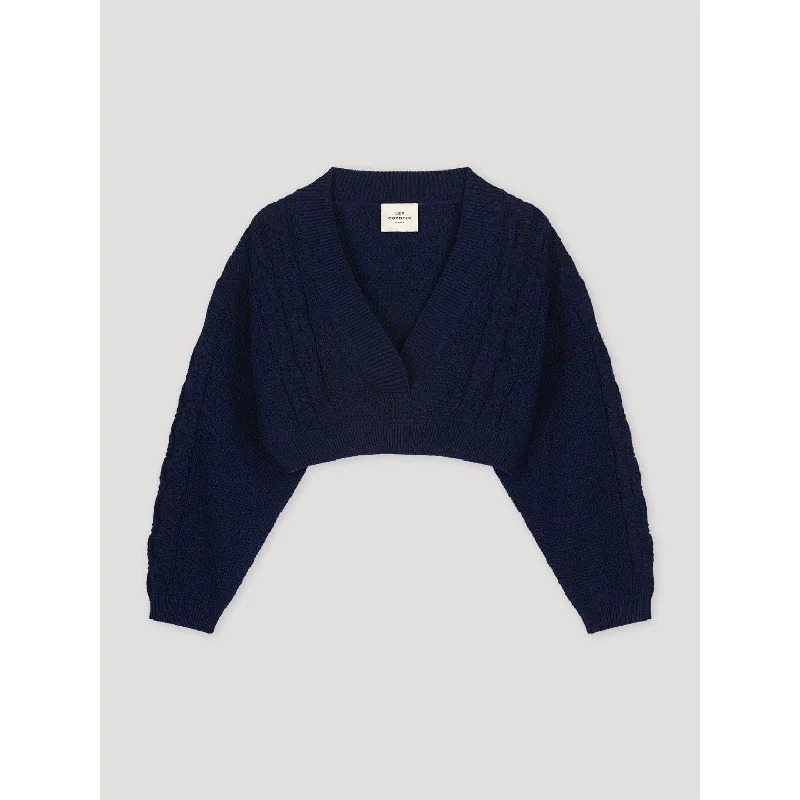 - Pet fence foldable indoorLes Coyotes De Paris Navy Knitted Cropped V-Neck Jumper