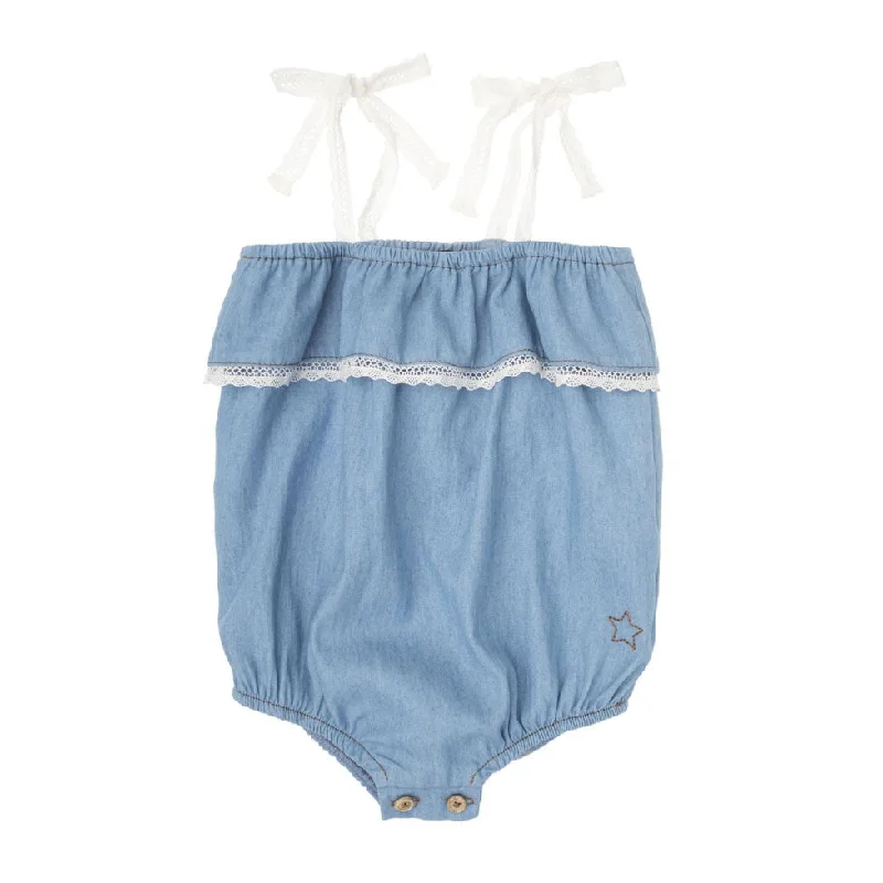 - Natural latex pet mattressTocoto Vintage Blue Chambray Body With Ruffles