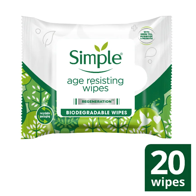 Pet ProductsSimple Age Resisting Facial Wipes Regeneration Biodegradable Cleansing Make Up Remover x20