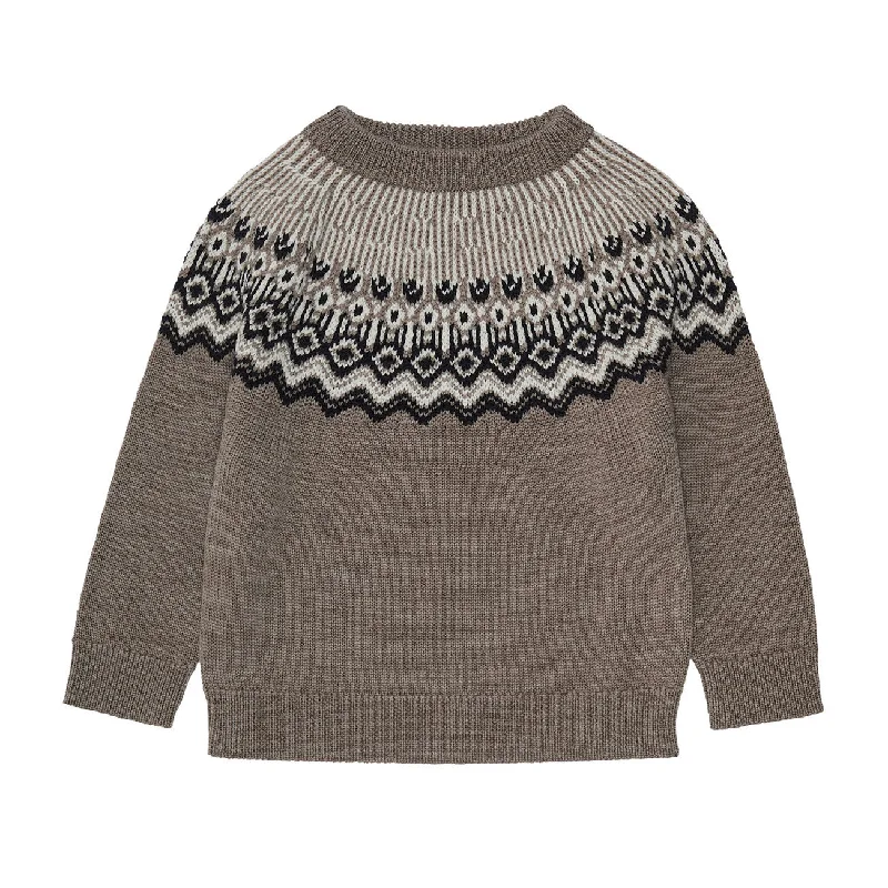 ---FUB Fair Isle Sweater - Beige Melange