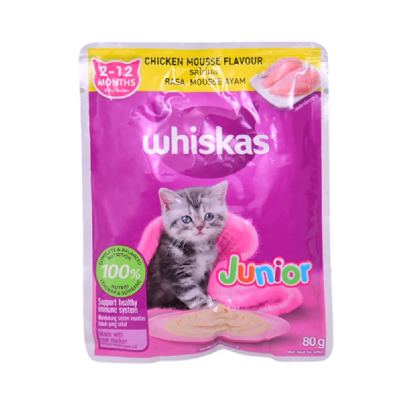    - Cat food nutritional analysis  WHISKAS CAT FOOD JUNIOR CHICKEN MOUSSE 2-12 MONTH 80G