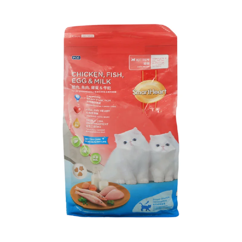  . **Ingredient-Related**  SMART HEART CAT FOOD KITTEN CHICKEN EGG AND MILK 1.1 KG