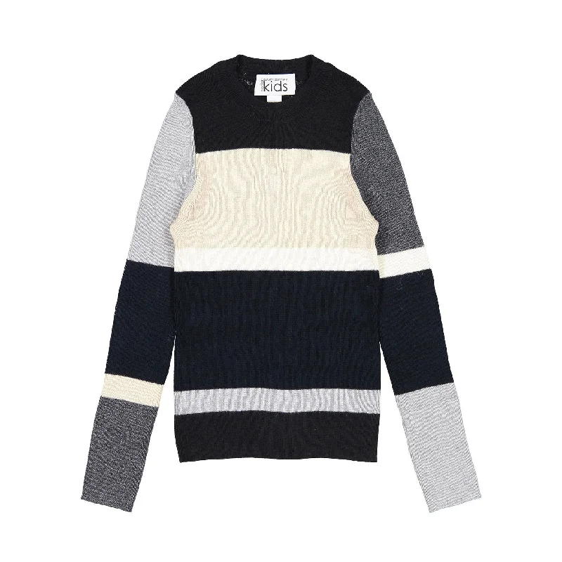  -Non-contact cat thermometerAutumn Cashmere Neutrals Ribbed Stripe  Crew Sweater