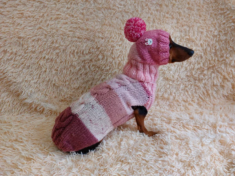 Pet anti-flea collarWool coat with hat with rabbit for pets - winter wool suit for dogs - dachshund warm clothes set sweater and hat