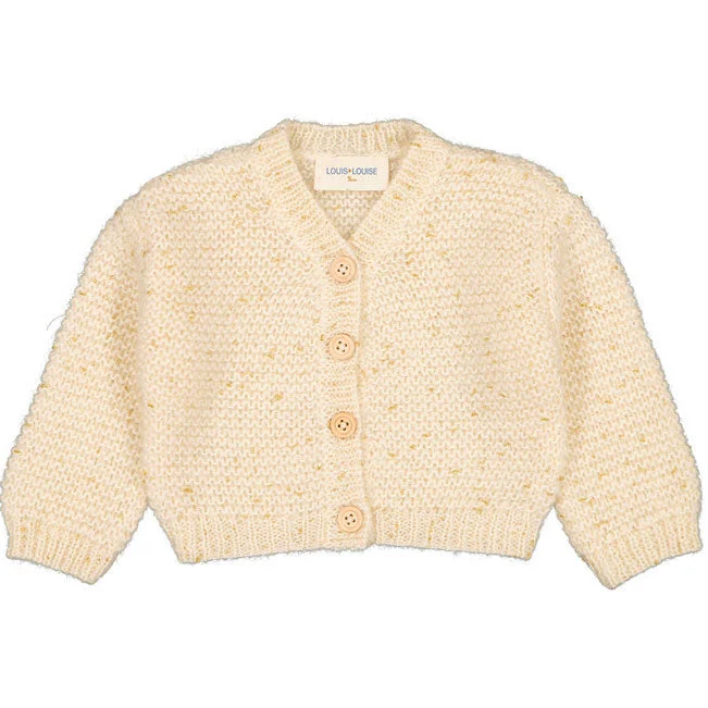 ---Louis Louise Cream Mohair Janis Knit Baby Cardigan