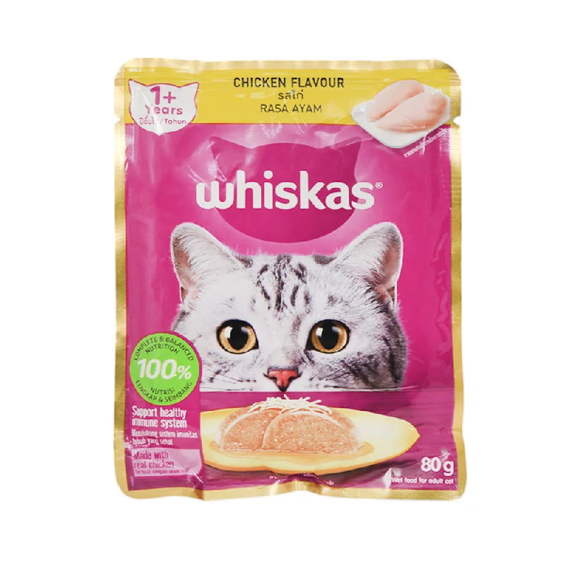    - How is Bricky cat food?  WHISKAS CAT FOOD CHICKEN FLAVOUR 1+YEAR 80G