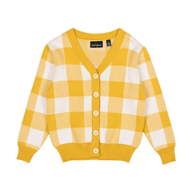 - Cat stress soothing sprayRock Your Baby Mustard Checkered Knit Cardigan