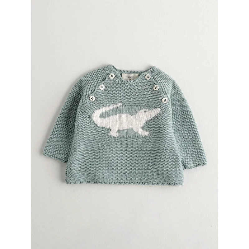 ---Nanos Green Croc Baby Sweater