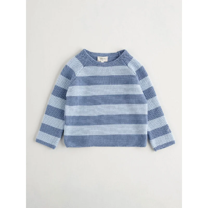 ---Nanos Deep Blue Thick Stripe Sweater