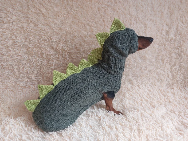 Non-toxic pet clothesDinosaur costume for dogs, dachshund dinosaur costume sweater and hat, dino dog cloches, dino dog sweater