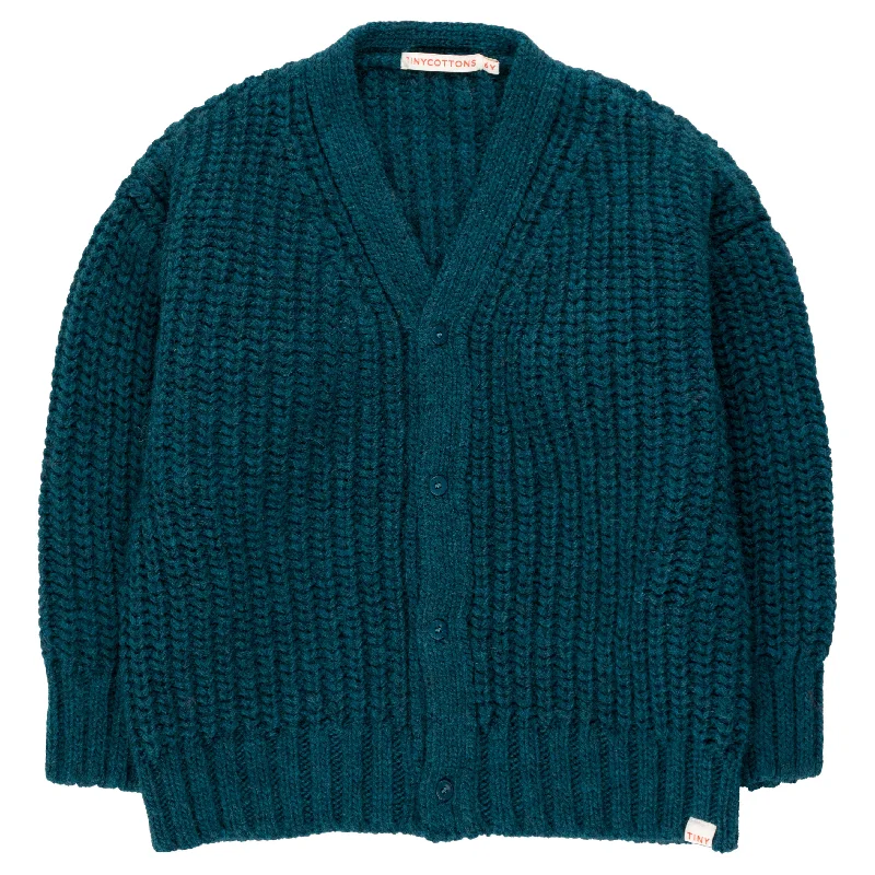 - Winter warm clothes for short-haired dogsTiny Cottons Petrol Green Solid Cardigan