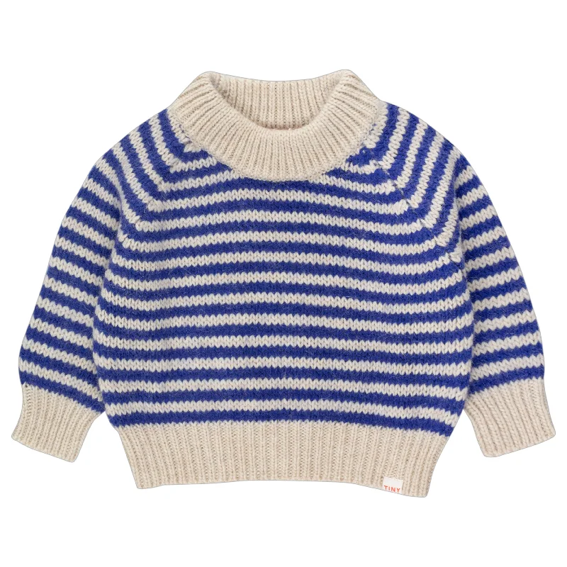 - Custom pet birthday cakeTiny Cottons Nude/Indigo Thin Stripes Mockneck Sweater