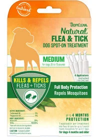 - Organic cotton dog bibsTropiClean Natural* Flea & Tick Spot-On Treatment for Medium Dogs 35 to 75 lbs.